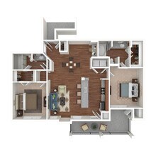 2 Bed 2 Bath 1219 SqFt (1219 Net)  0332 floor plan
